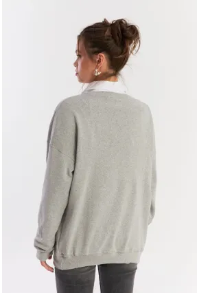 Kadın Gri Nakışlı Sweatshirt YLE20