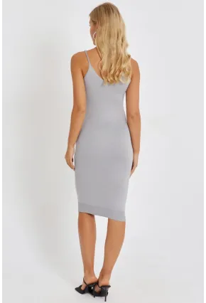 Kadın Gri Simli Midi Elbise YZ525