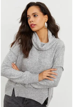 Kadın Gri Yumoş Sweatshirt İZ87