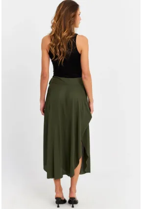 Kadın Haki Asimetrik Etek LV52