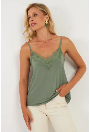 Kadın Haki Dantelli Atlet AYD353