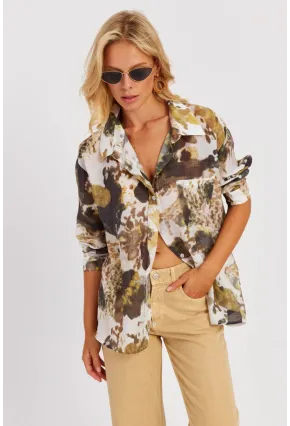 Kadın Haki Dokuma Gömlek KED150