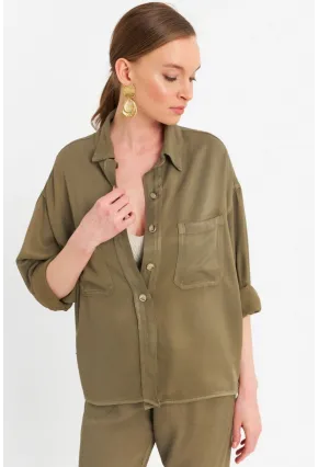 Kadın Haki Tensel Gömlek SUN202