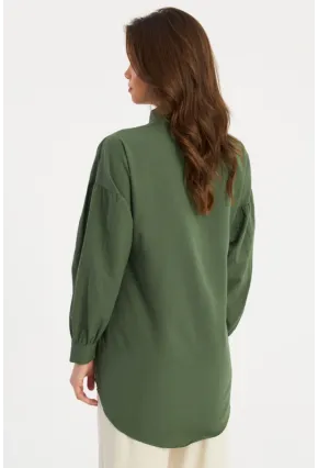Kadın Haki Zımbalı Gömlek MASF08