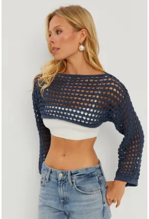 Kadın İndigo Ajurlu Bolero YV115