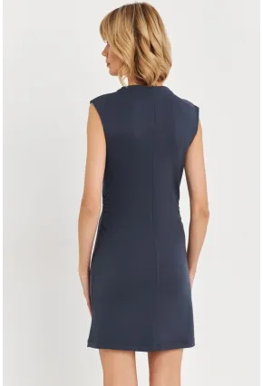 Kadın İndigo Drapeli Mini Elbise SE6