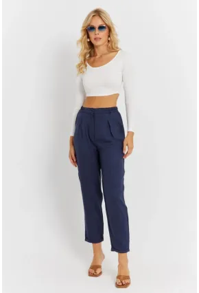 Kadın İndigo Keten Pantolon DMR340