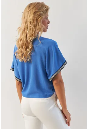 Kadın İndigo Önü Büzgülü Bluz XL2039