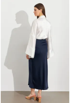 Kadın İndigo Saten Çan Etek SE20