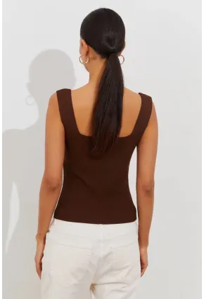 Kadın Kahve Triko Atlet YV117