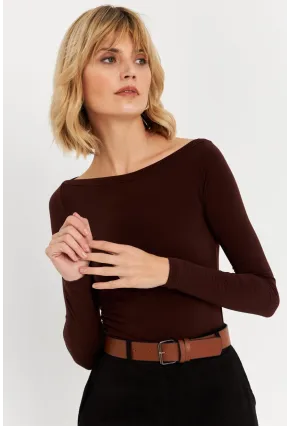 Kadın Kahverengi Bluz HOR13