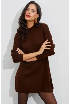 Kadın Kahverengi Triko Tunik YV110