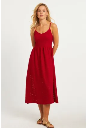 Kadın Kırmızı Astarlı Brode Midi Elbise TW70102-90
