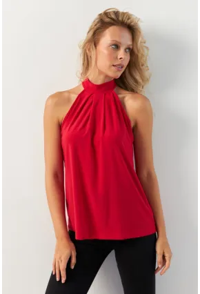Kadın Kırmızı Halter Yaka Bluz LPP1273