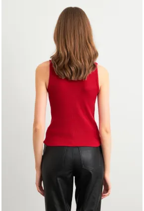 Kadın Kırmızı Kolsuz Bluz GA102
