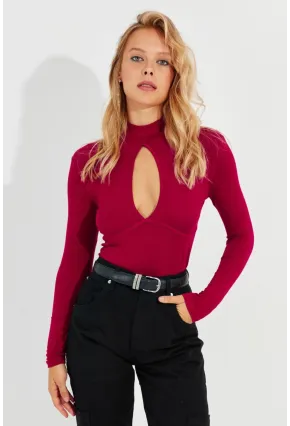 Kadın Kırmızı Önü Damla Bluz LPP1239