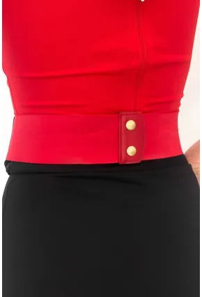 Kadın Kırmızı Zincirli Lastikli Kemer BE639
