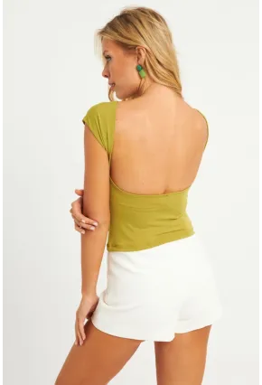 Kadın Kivi Sırtı Açık Bluz YZ1080