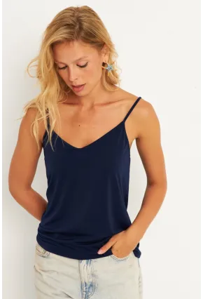 Kadın Lacivert Askılı Bluz AYD269