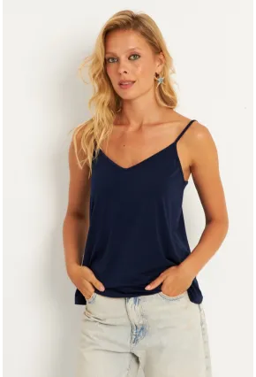 Kadın Lacivert Askılı Bluz AYD269