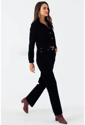 Kadın Lacivert Beli Lastikli Kadife Pantolon CAR1076