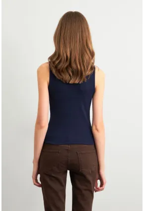 Kadın Lacivert Kolsuz Bluz GA102