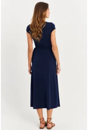 Kadın Lacivert Kruvaze Midi Elbise EY2785