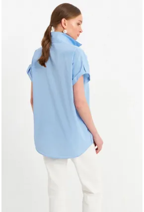 Kadın Mavi Basic Gömlek MZER427
