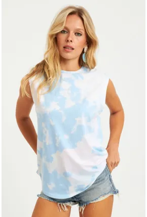 Kadın Mavi-Beyaz Batik T-Shirt AYD321