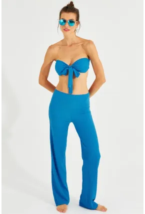 Kadın Mavi Büstiyerli Pantolon Takım YEL221225