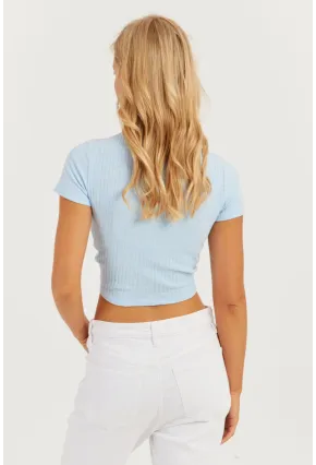 Kadın Mavi Büzgülü Bluz AYD303