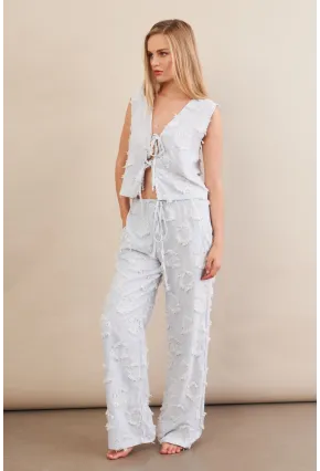 Kadın Mavi Çizgili Püsküllü Alt Üst Takım MOD2517