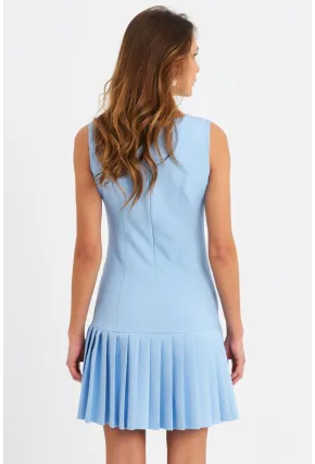 Kadın Mavi Eteği Pileli Mini Elbise FRY2265