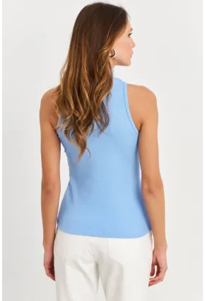 Kadın Mavi Halter Yaka Kaşkorse Bluz EY1454