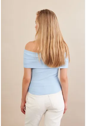 Kadın Mavi Kemer Detaylı Bluz FRY2316