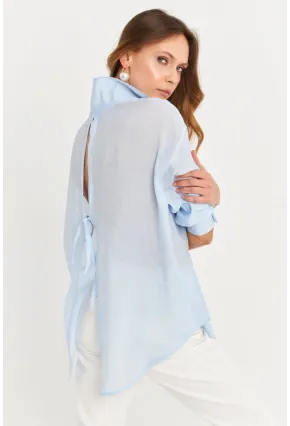 Kadın Mavi Sırtı Açık Gömlek MOD2369-90