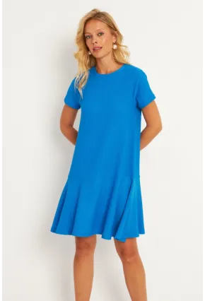 Kadın Mavi Sırtı Detaylı Bürümcük Midi Elbise ST055