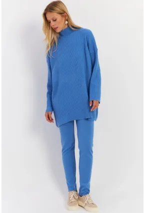 Kadın Mavi Triko Alt Üst Takım NUV9