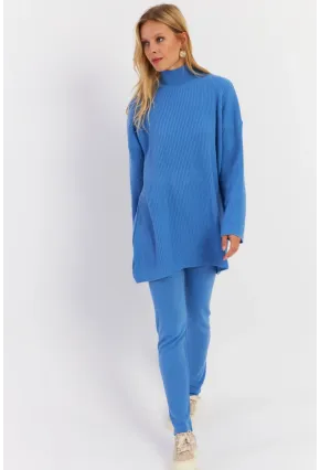 Kadın Mavi Triko Alt Üst Takım NUV9