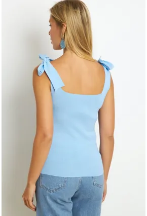 Kadın Mavi Triko Bluz YV236