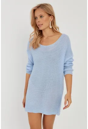 Kadın Mavi Triko Kazak SMT223