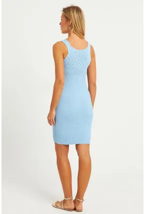 Kadın Mavi Triko Mini Elbise SMT240