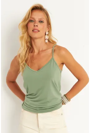 Kadın Mint Askılı Bluz AYD269