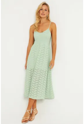 Kadın Mint Astarlı Brode Midi Elbise TW70102-90