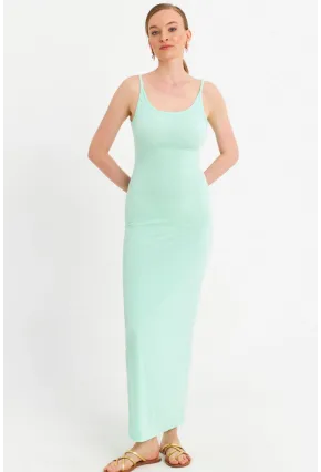 Kadın Mint Ayarlanabilir Askılı Maxi Elbise MEN2004
