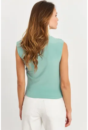 Kadın Mint Büzgülü Kolsuz Bluz LPP1205-90