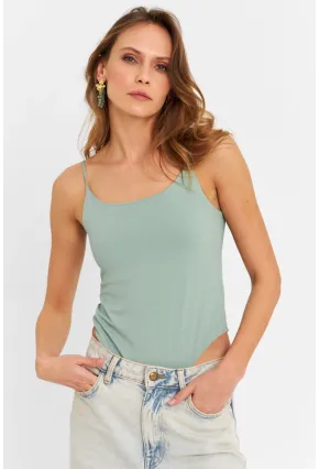 Kadın Mint Çıtçıtlı Body ZH129
