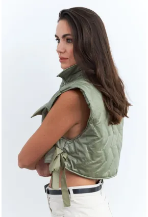 Kadın Mint Crop Yelek İS808