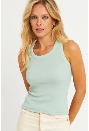 Kadın Mint Halter Yaka Fitilli Bluz MK11