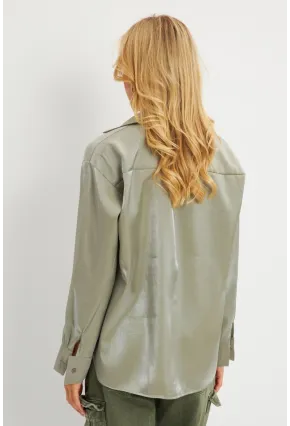 Kadın Mint Parlak Gömlek MQRS8022